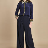 camicia con collo e polsi a contrasto CR_3069T NAVY bodice 