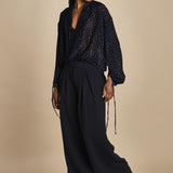 ANASTASIA camicia velluto devoré ANASTASIA DARK BLUE massimo alba 