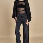 body  in velluto e tulle a righe GO FOR IT BLACK undress code 