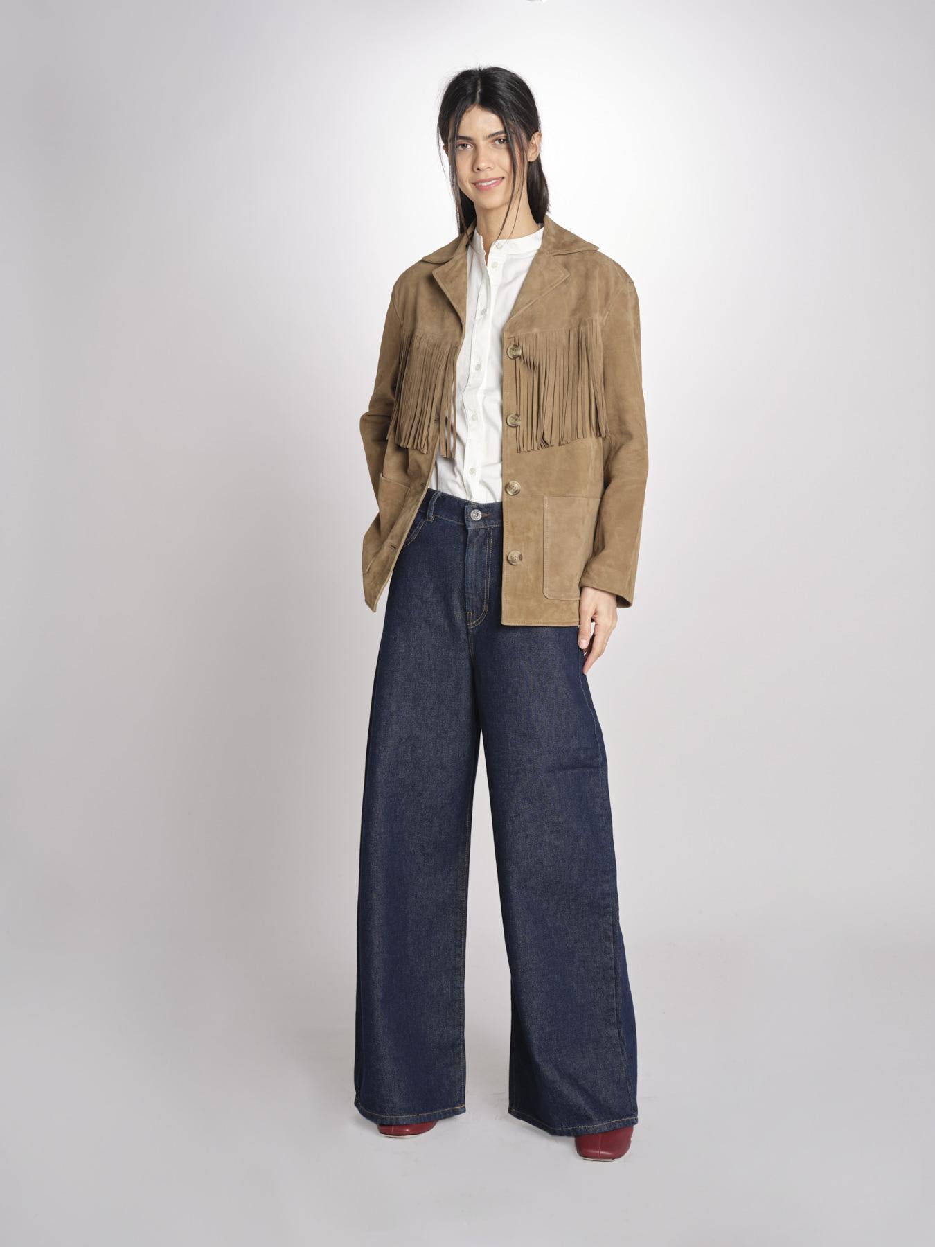 Giacca con frange GALEN 6EVH01-V03748 ARGILE vanessa bruno 