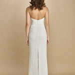 abito lungo collo alto con ricamo fiori. RVBR-1198 IVORY rebecca vallance 