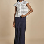 camicia a maniche corte con rouches e smerli G04152011102 BIANCO n21 