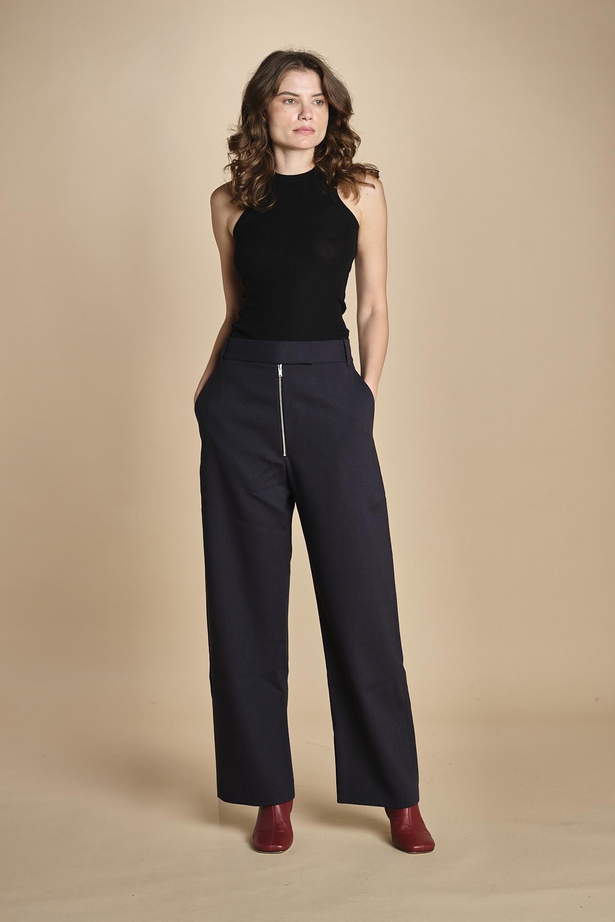 pantalone con zip TROUVI SNW DARKEST NAVY studio nicholson 