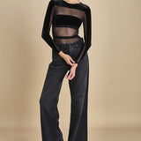 body  in velluto e tulle a righe GO FOR IT BLACK undress code 