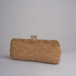 clutch lunga in paglia CORA CROCHET W01 BRUCIATO via mail bag 