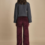 pantalone a zampa con taschine FAUVE WX BORDEAUX fam 