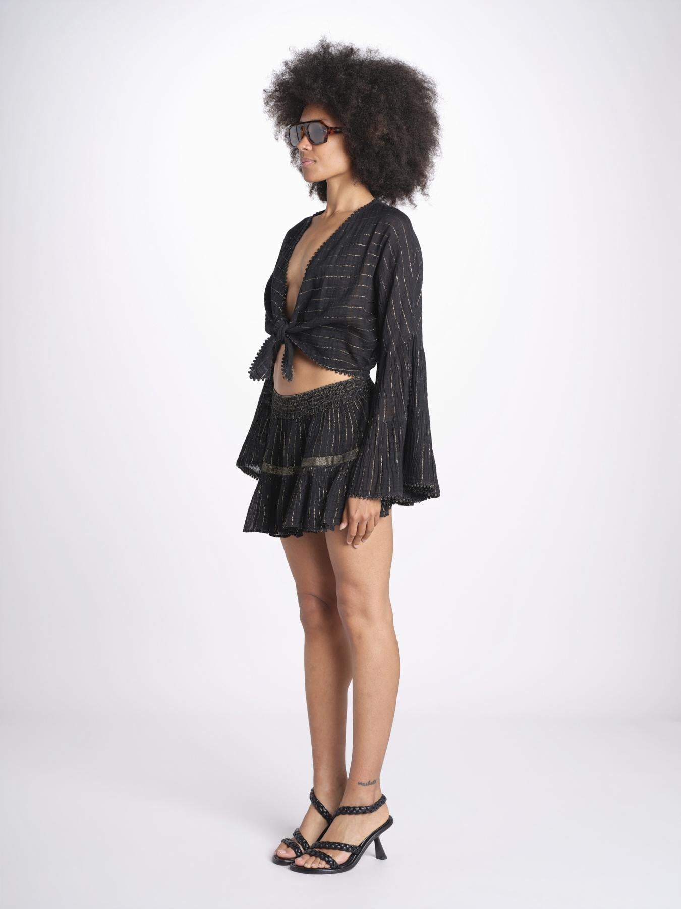 minigonna a balze in lurex gessato ROSE BLACK christianzen 