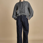 MAGRITTE camicia voille lana con rouches MAGRITTE LIGHT GREY laurence bras 
