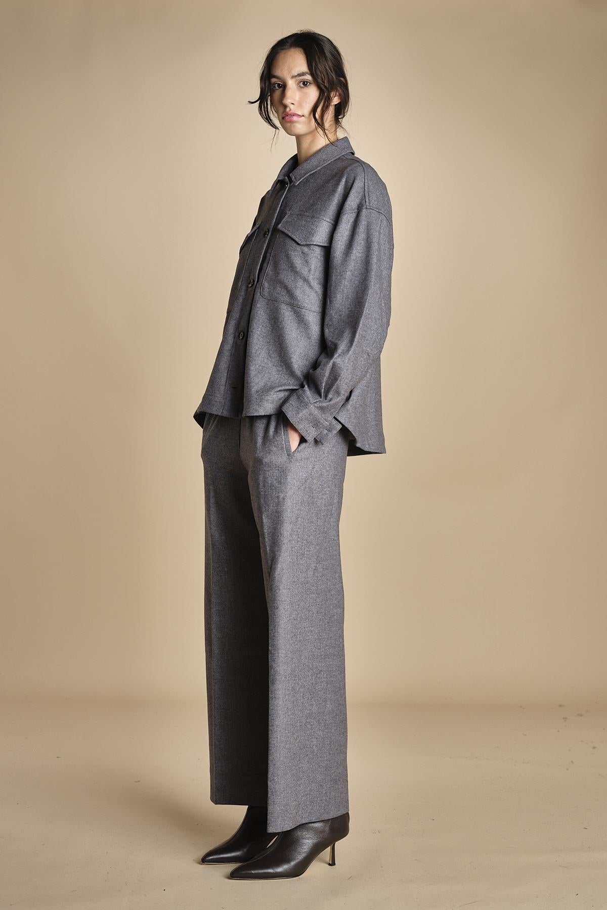 camicia in  flanella con tasche POLINE GREY true avenue 