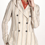 doppiopetto in lino rigato CARLOTTA2 M29D0CARL2_T2301 R708 BEIGE massimo alba 