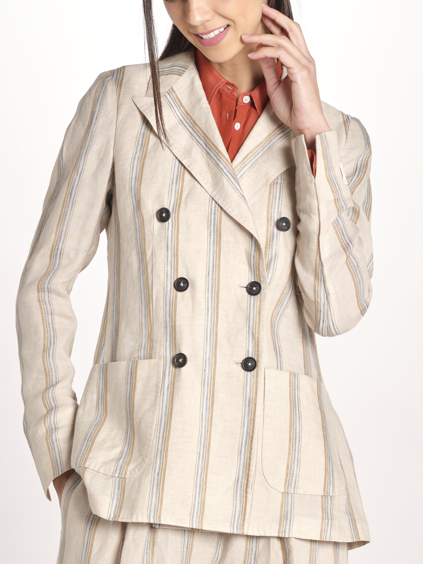 doppiopetto in lino rigato CARLOTTA2 M29D0CARL2_T2301 R708 BEIGE massimo alba 
