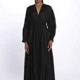 IBIZA maxi abito con scollo e maniche lunghe IBIZA NOIR laraethnics 