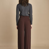pantalone con pinces 15P008PL022 P157 DARK BROWN ines de la fressange 