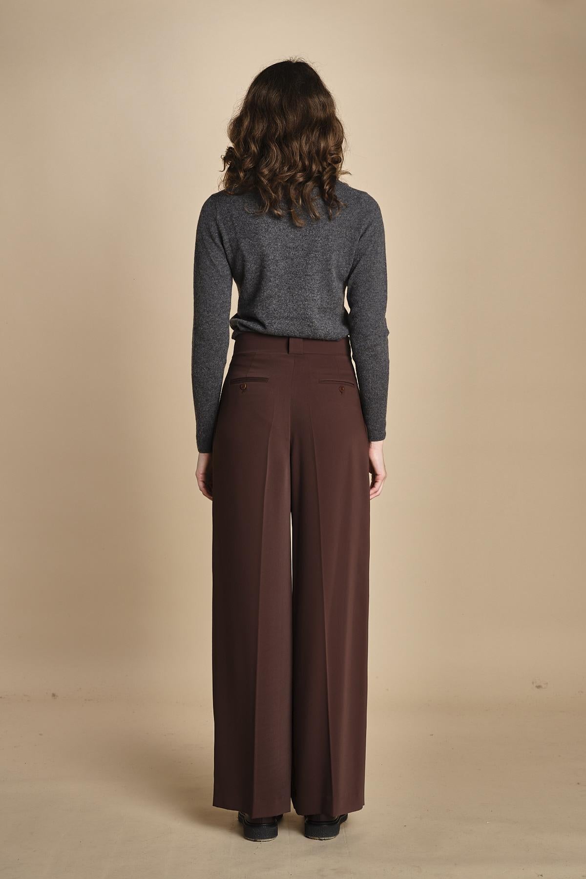 pantalone con pinces 15P008PL022 P157 DARK BROWN ines de la fressange 