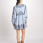 miniabito con ricamo fiorellini 114 BLUE sea ny 