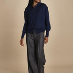 camicia over in lana merino MIL LAU20 E21210 BLU milaura 