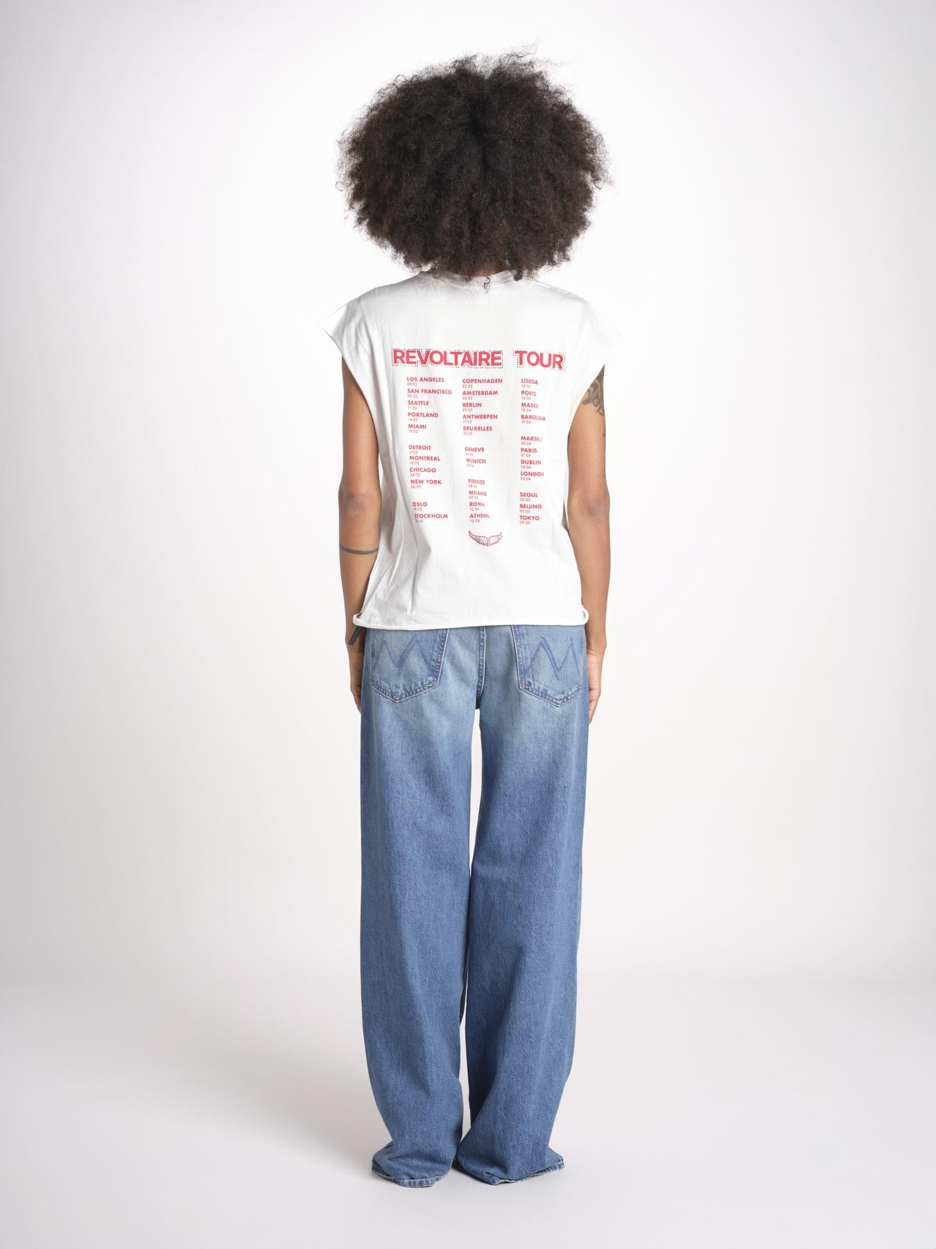 t-shirt senza maniche con cuore rosso di strass JWTT01280 JUDO 103 zadig & voltaire 