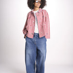giacca manica lunga a quadretti 7WS-83E RED payal pratap 