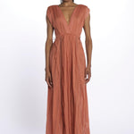 MIKONOS maxi abito con scollo senza maniche MIKONOS RUST laraethnics 