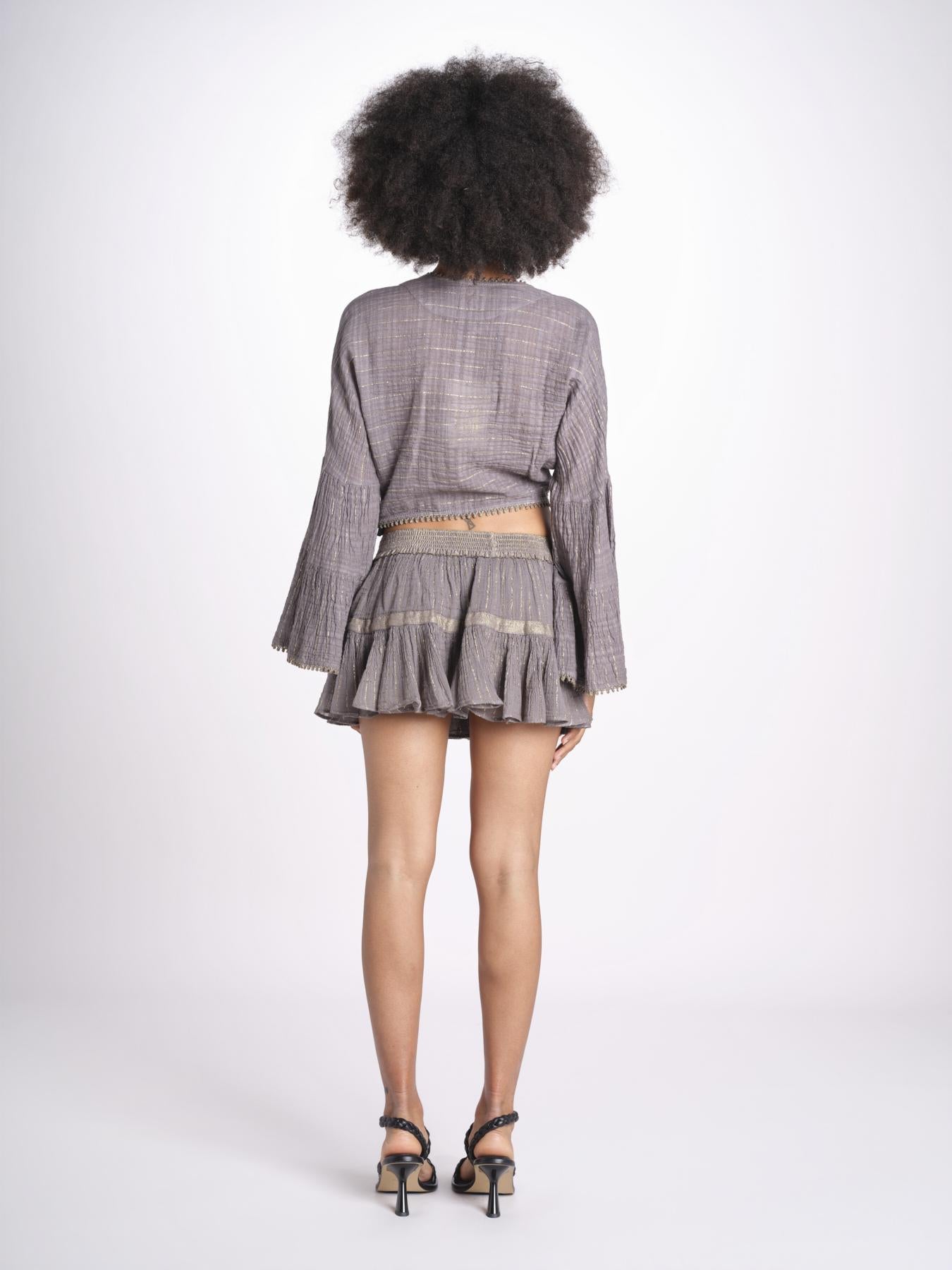 minigonna a balze in lurex gessato ROSE STONE GREY christianzen 