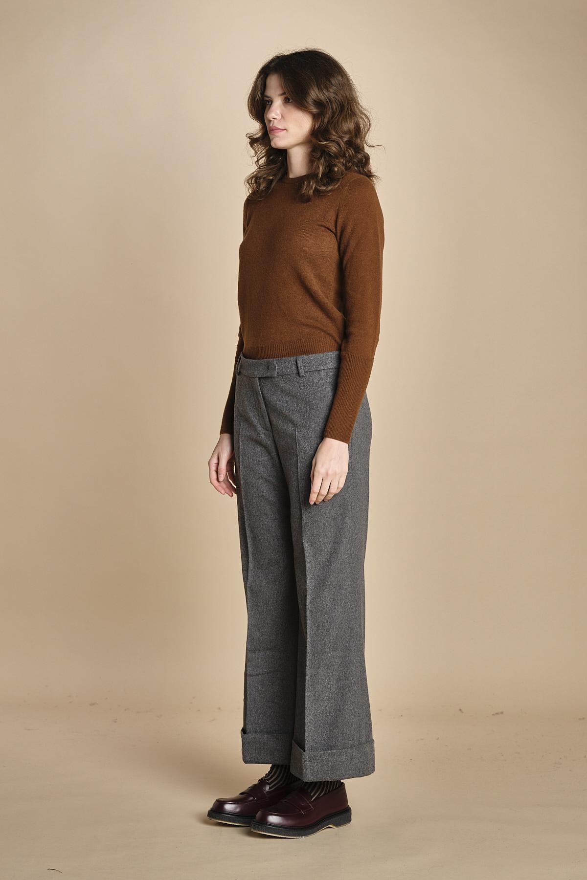 pantalone cropped con risvolto MELODIA 652923 50 quelledue 