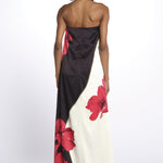 Abito AMAPOLA  lungo stampa fiore 1035 POPPY BLACK CREAM rebecca vallance 