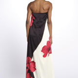 Abito AMAPOLA  lungo stampa fiore 1035 POPPY BLACK CREAM rebecca vallance 