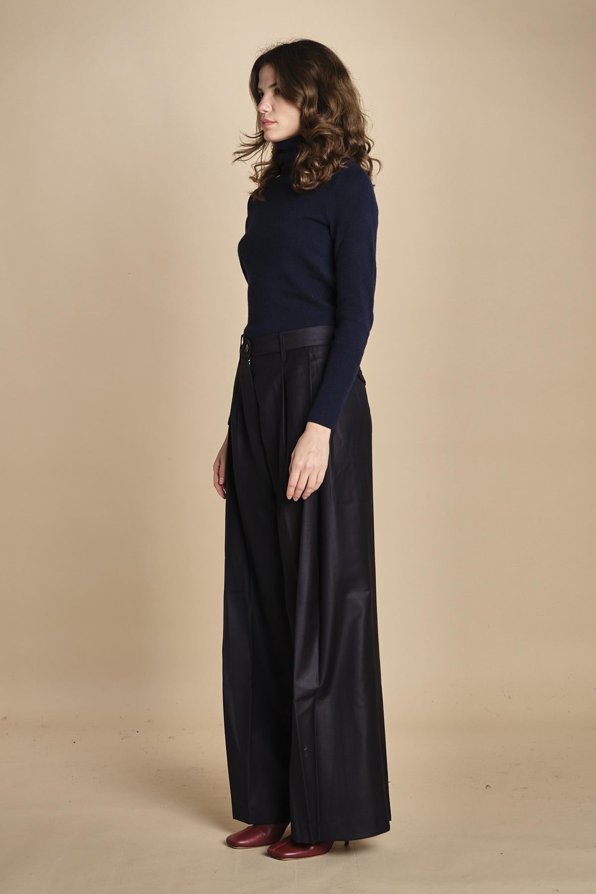 pantalone due pinces lana e seta. PETRA PE80 NAVY nine in the morning 