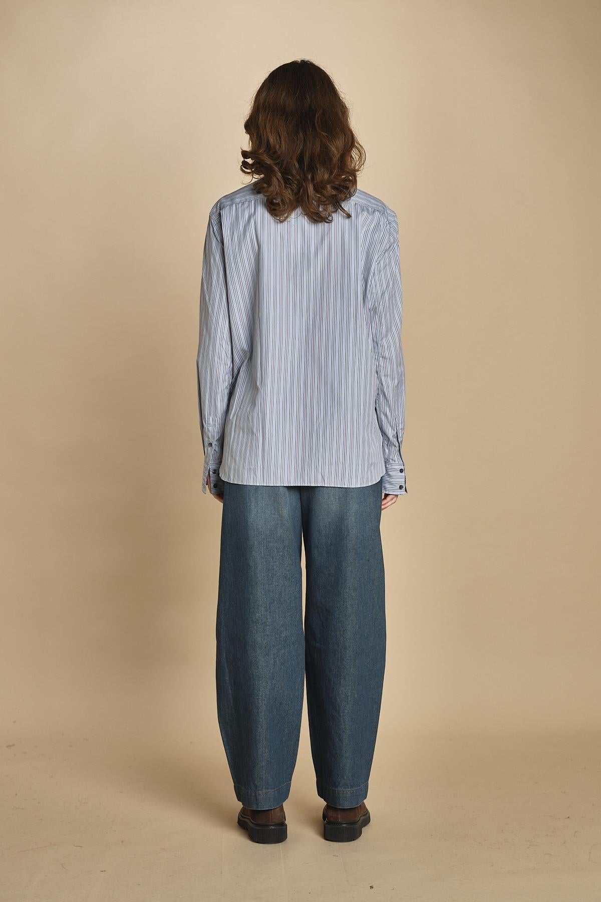 camicia a righe con colo guru. CHE0185 BLE5825W soeur 