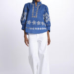Camicia TOLEDO ricamo fiore TOLEDO1BLO BLUE antik batik 