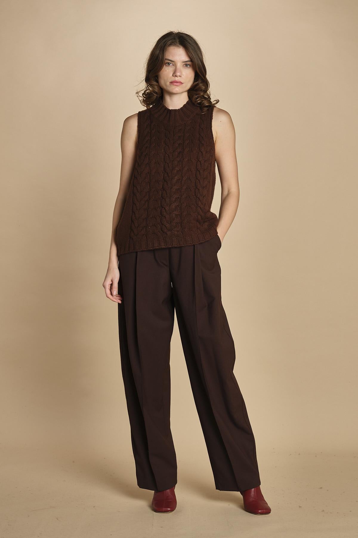 gilet trecce D230514A MORO milaura 