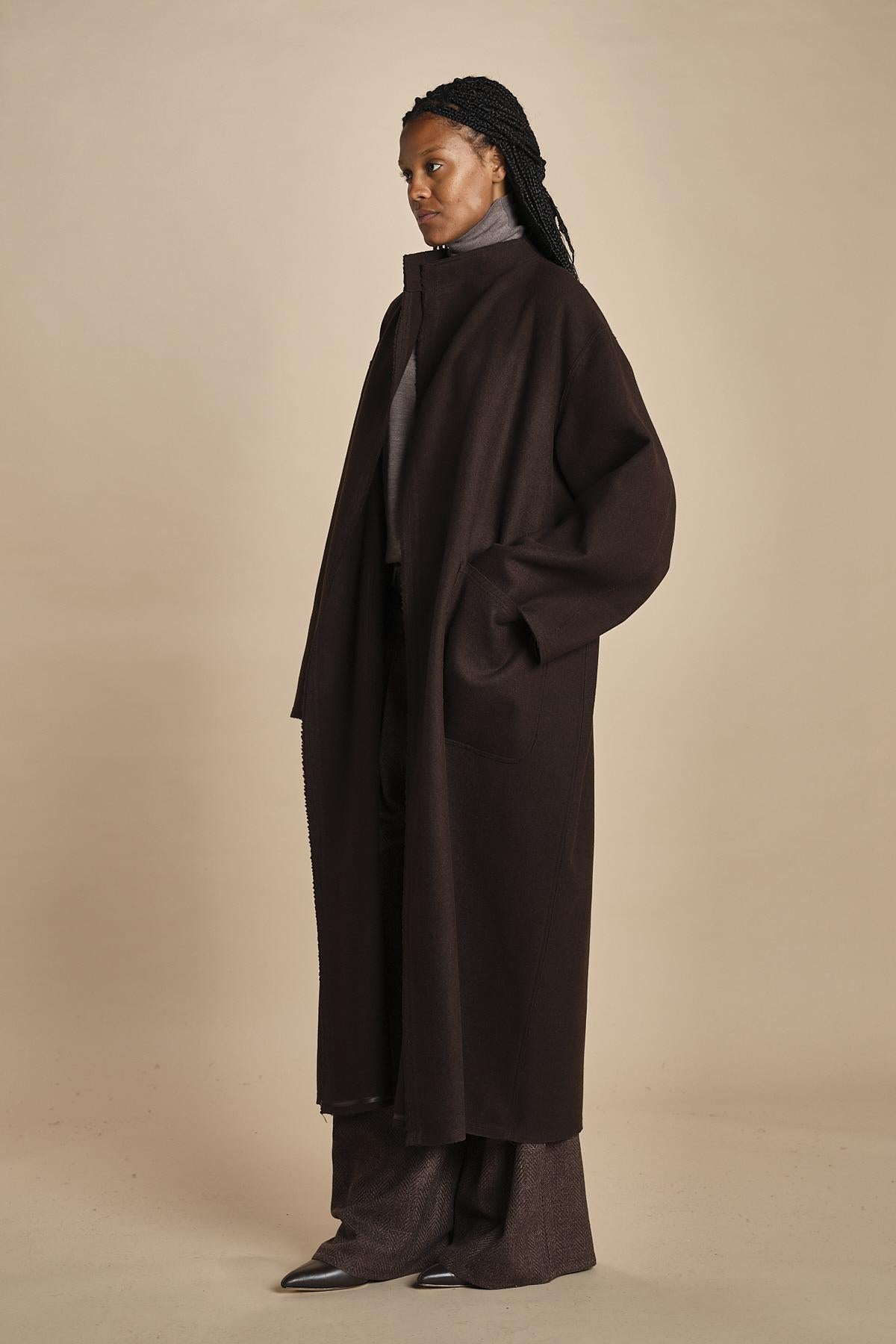 cappotto lungo cimosato T8734U MORO dusan 
