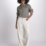 pantalone 4 tasche in misto lino SERENA XML01 182 AVORIO ps don't forget me 