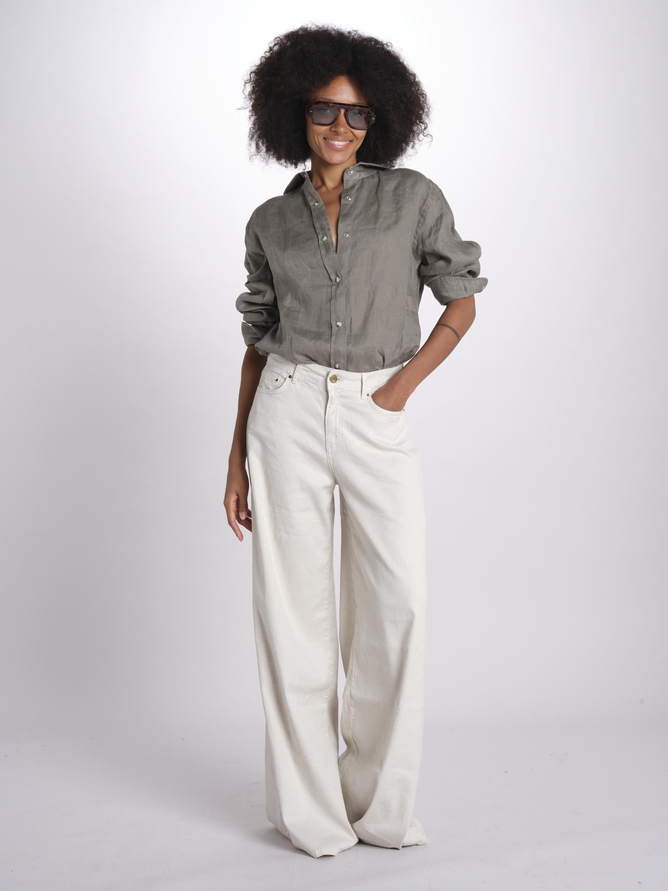 pantalone 4 tasche in misto lino SERENA XML01 182 AVORIO ps don't forget me 