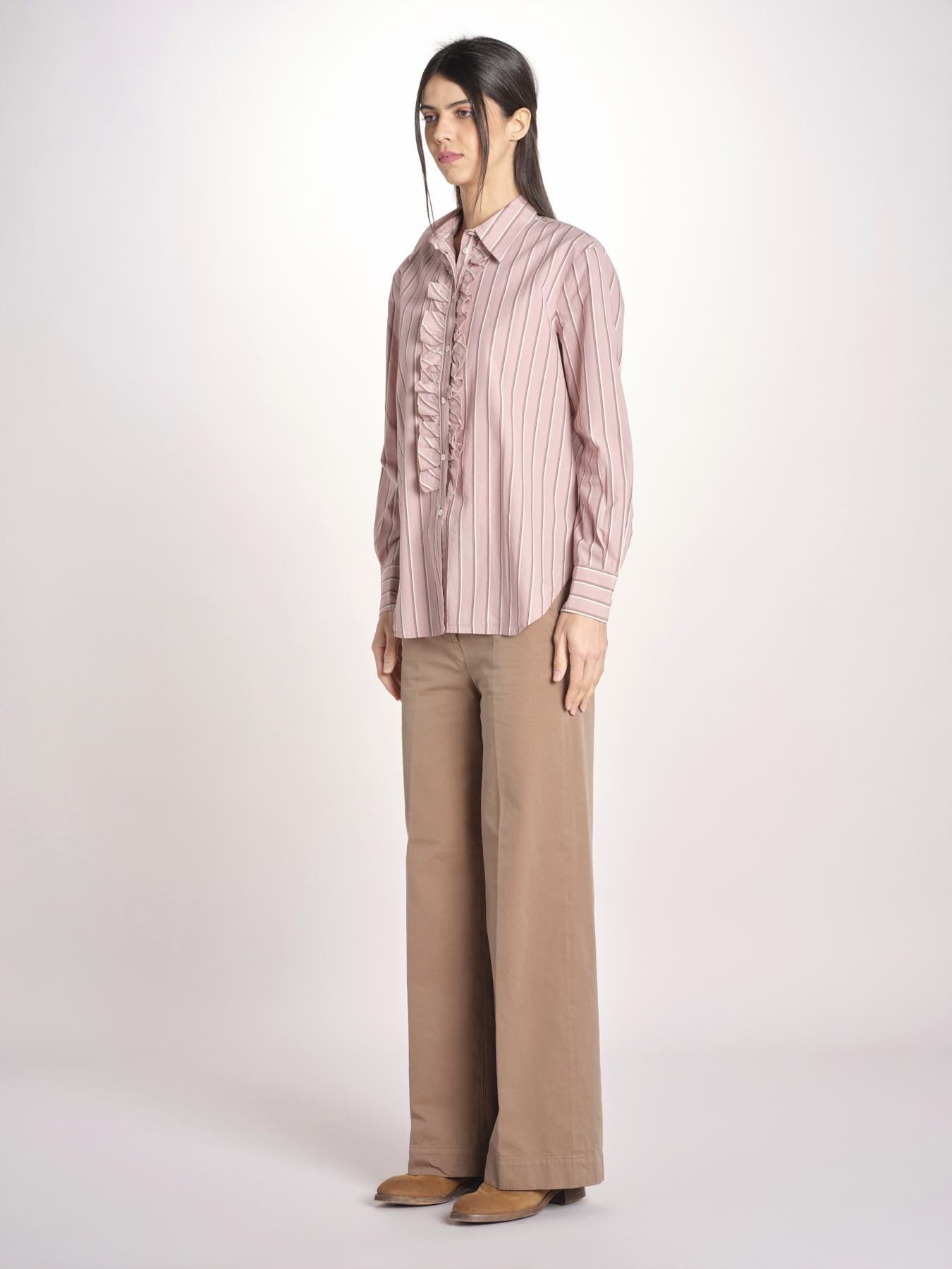 Camicia a righe con rouches P29D0GEMMA OLD ROSE massimo alba 