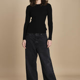 maglia girocollo a costine CAMB KNIT BLOUSE BLACK herskind 