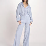 pantalone dritto con elastico in popeline ASTRID STRO07 CELESTE nine in the morning 