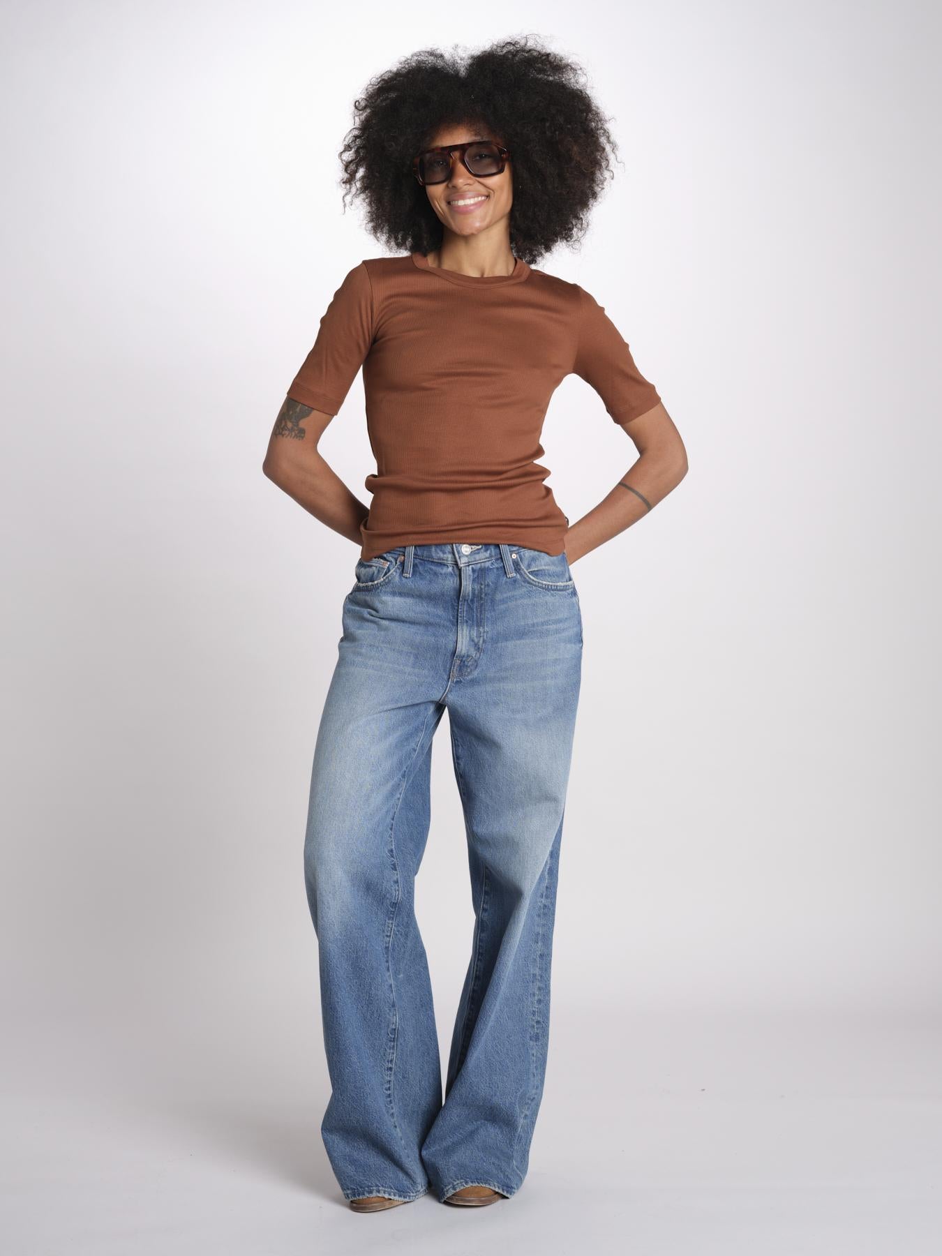 tshirt manica corta a costine KRISTIN IO1100X2351 TOBACCO BR208 ivy oak 