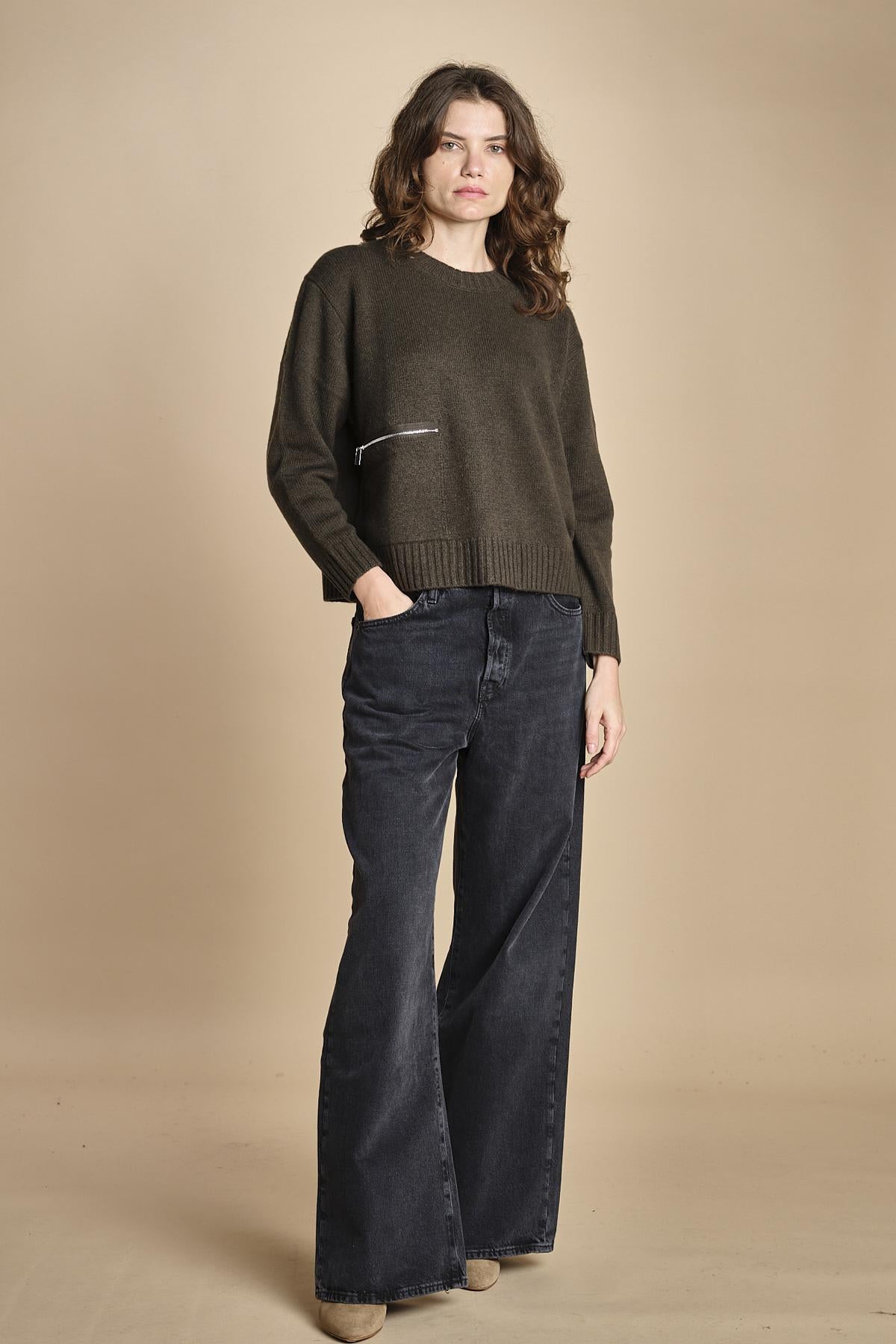 maglia girocollo con zip CESNIK KAKI ba&sh 