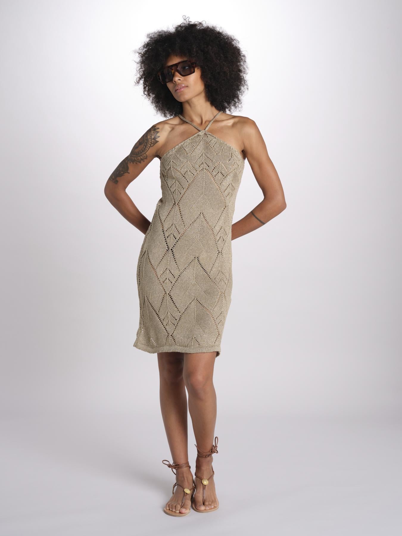 abito lungo in crochet 2610 GOLD nima 