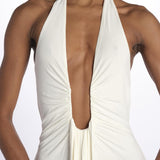 Abito JENNIFER lungo scollato jersey JAS24DR098 IVORY misha 