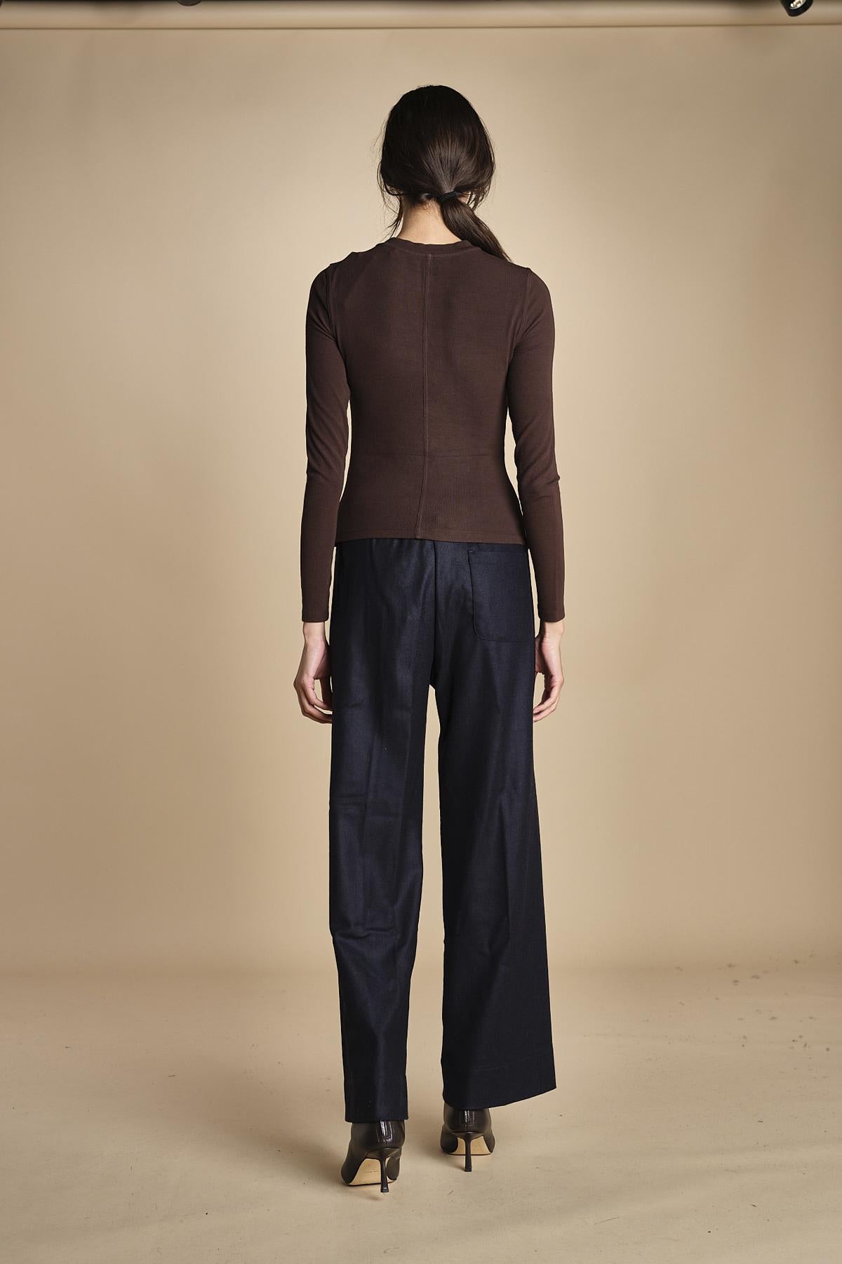 pantalone con elastico in punto milano PENSIL BLU NAVY true avenue 