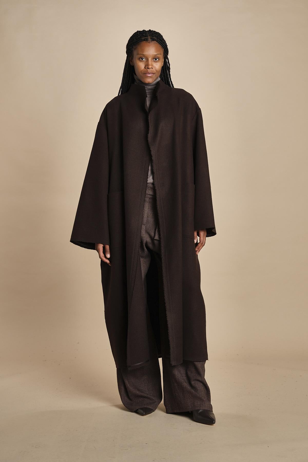 cappotto lungo cimosato T8734U MORO dusan 