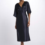 Abito JUNO midi manica svasata 3025446 NAVY malina 