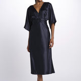 Abito JUNO midi manica svasata 3025446 NAVY malina 