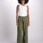pantalone pinces in cotone NANCY ESSELING GREEN true avenue 