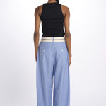 Pantalone  pences con cintura bianca DIANA PANT LIGHTBLUE jejia 