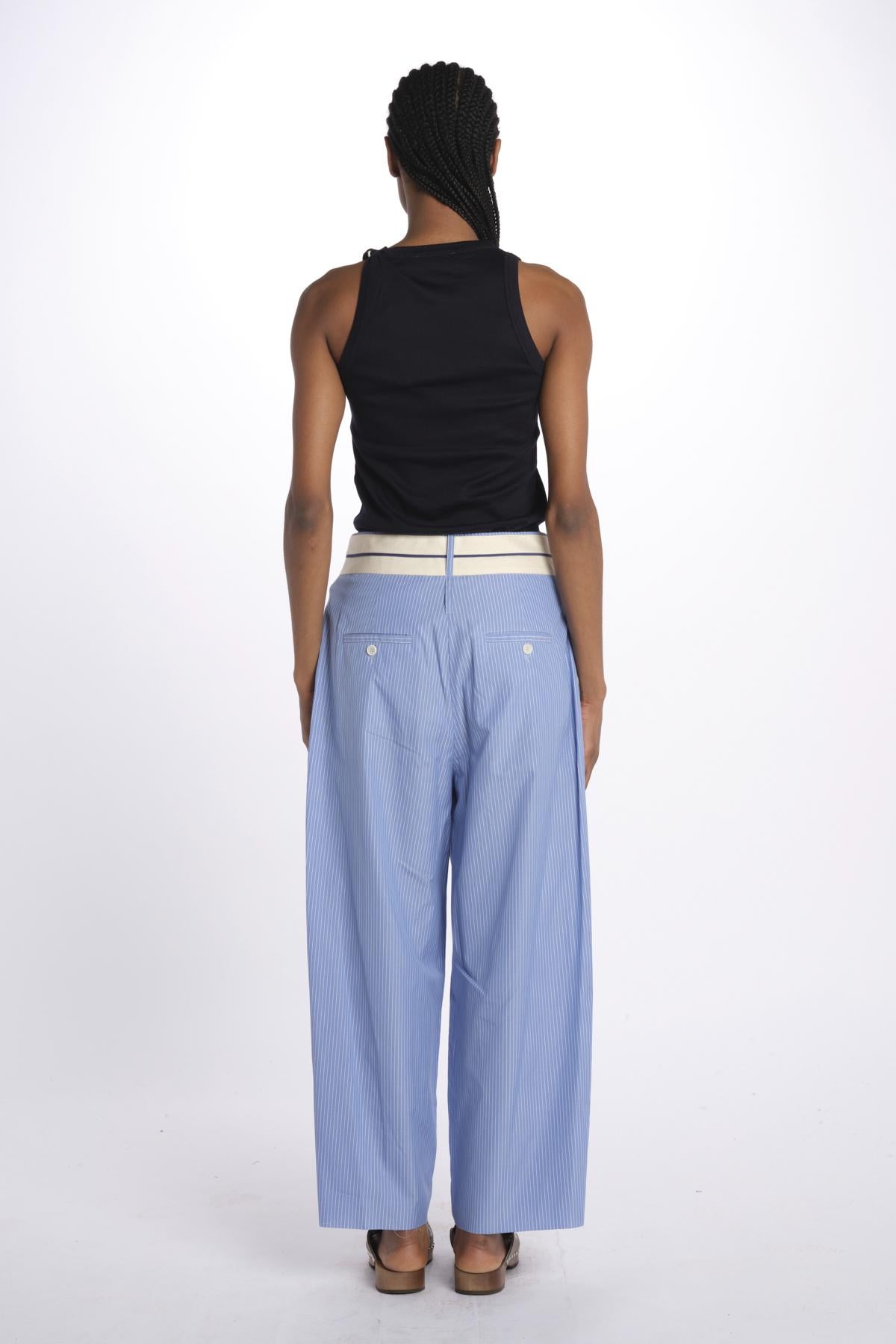 Pantalone  pences con cintura bianca DIANA PANT LIGHTBLUE jejia 