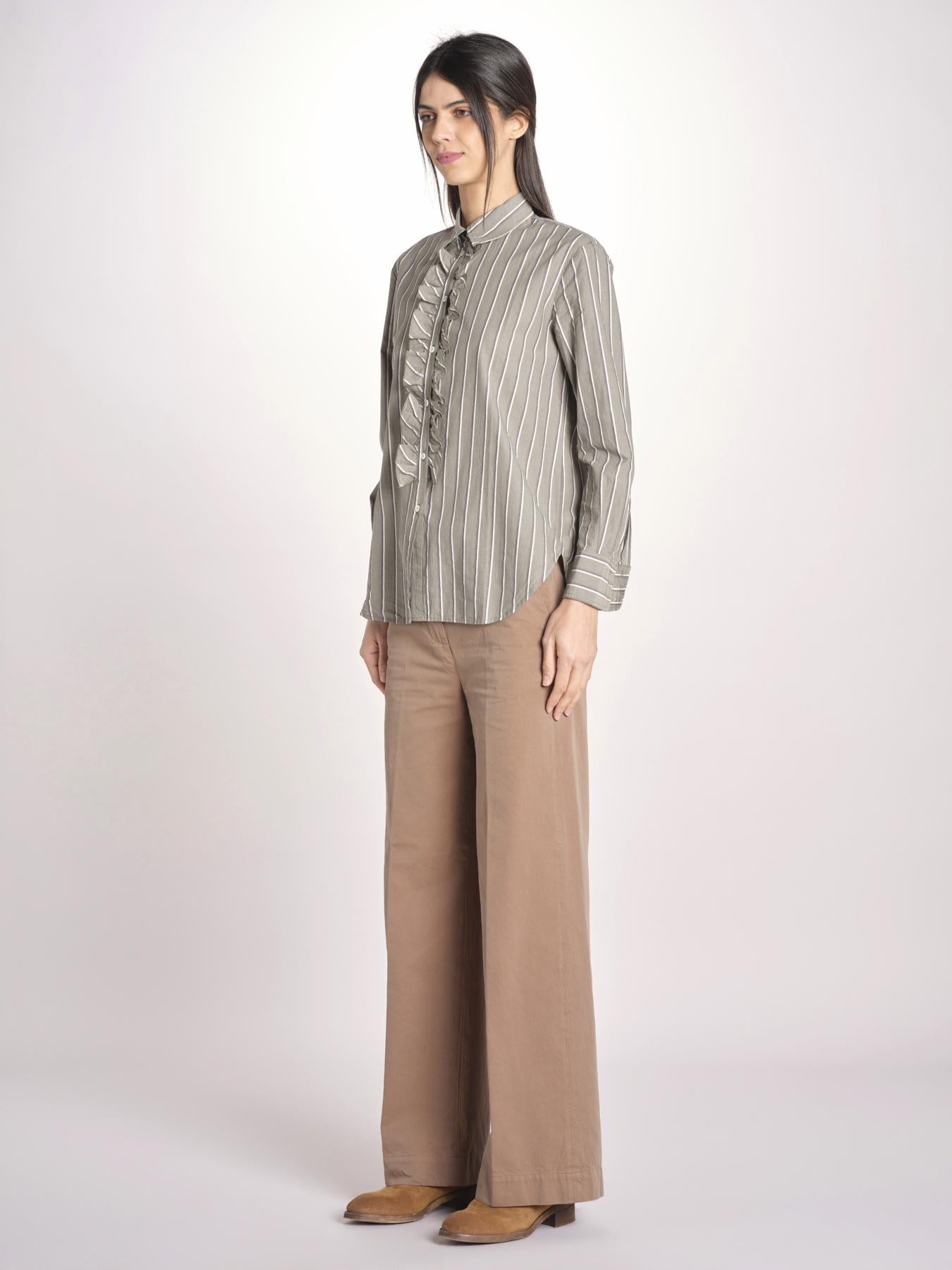 Camicia a righe con rouches P29D0GEMMA seaweed massimo alba 