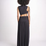 cropped top in jersey con drappeggio asimmetrico ALIN DEEP BLACK amazuìn 